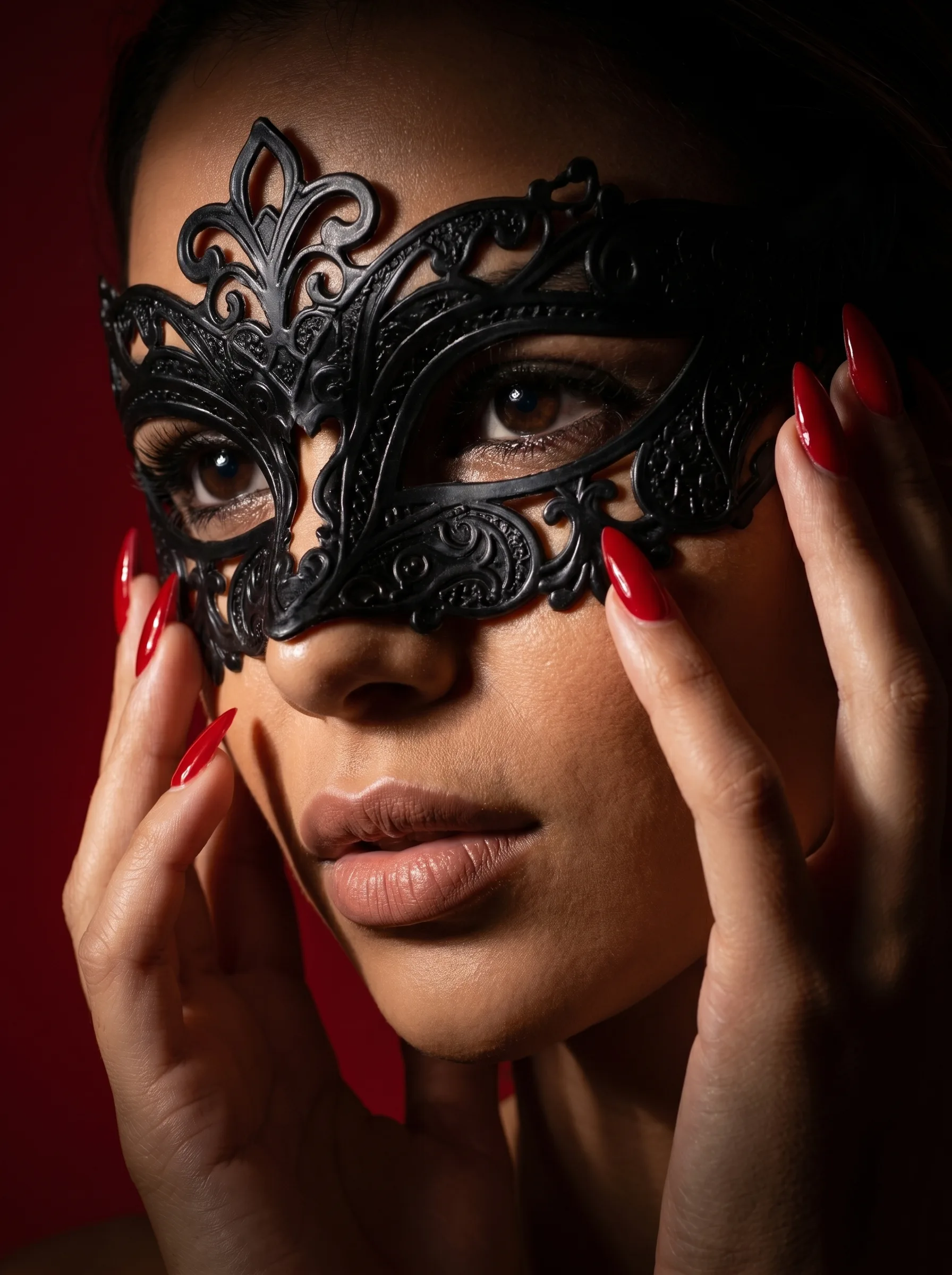 Retrato de Camila con máscara elegante - fotografía artística